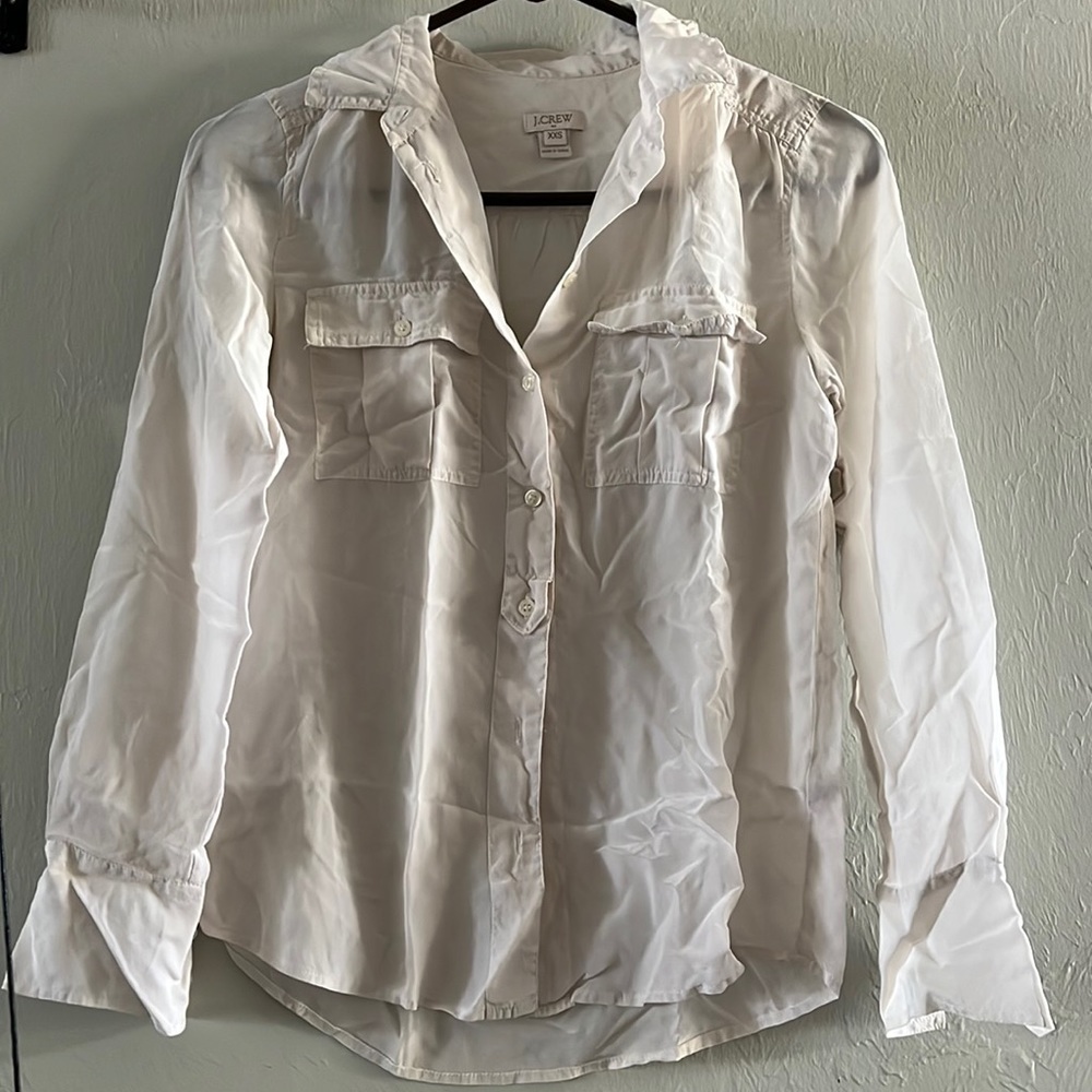 JCrew white long sleeved button down top (XXS)